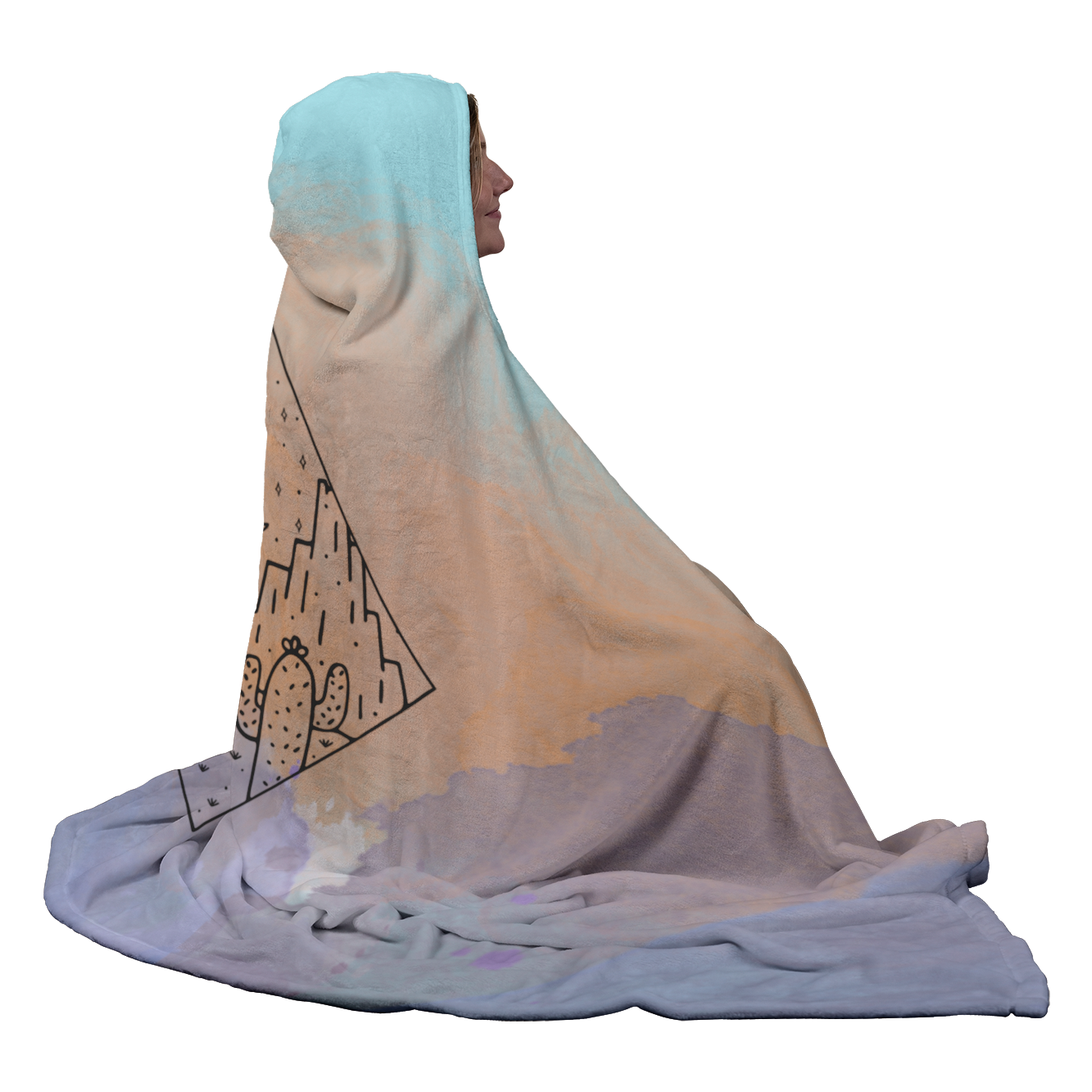 Watercolor Desert Oversized Hooded Blanket