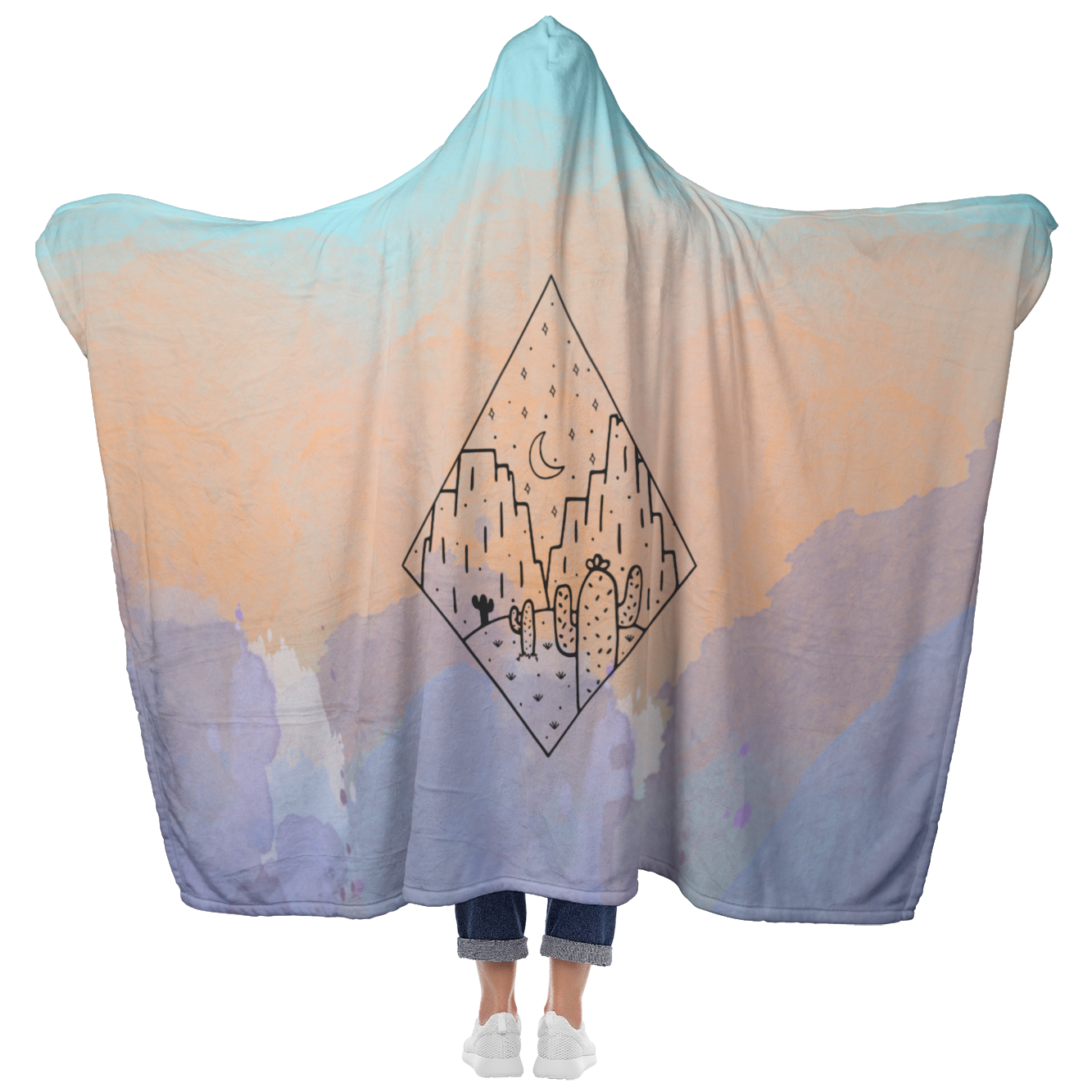 Watercolor Desert Oversized Hooded Blanket